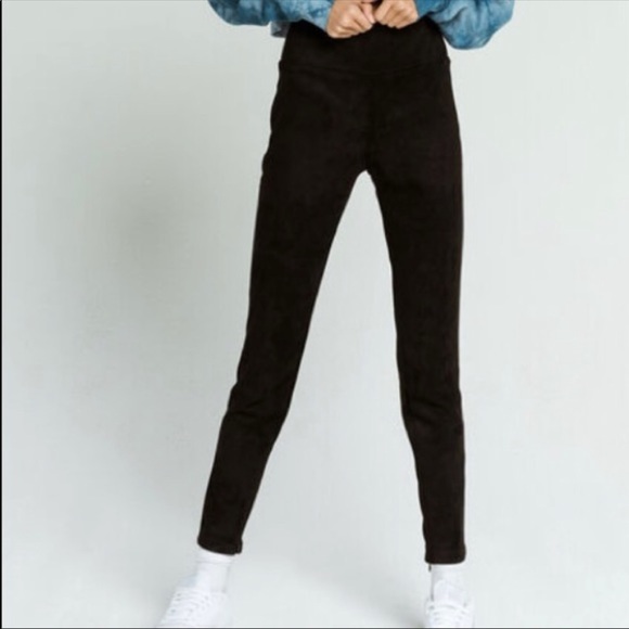 NWT Faux Suede Black Tights Legging Pants Size Medium - Picture 2 of 8